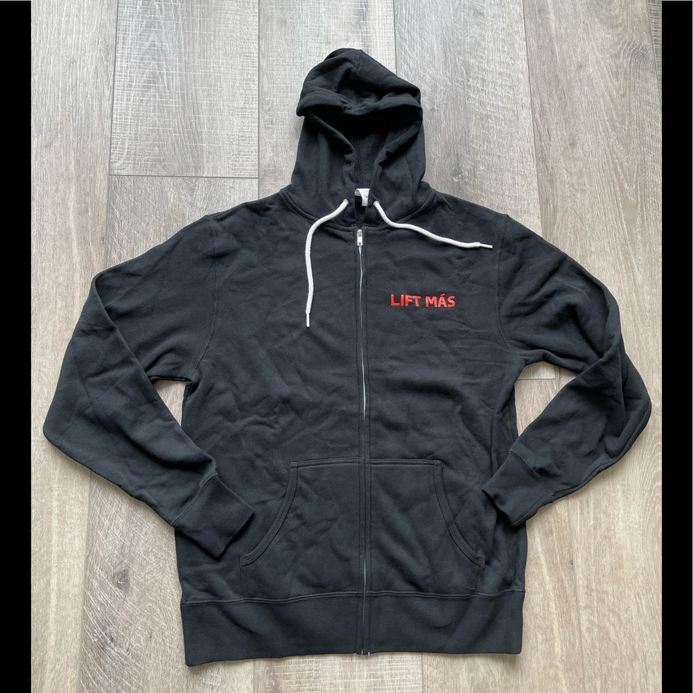 Lift Más Zip Up Hoodie Hooded Sweatshirt in Black